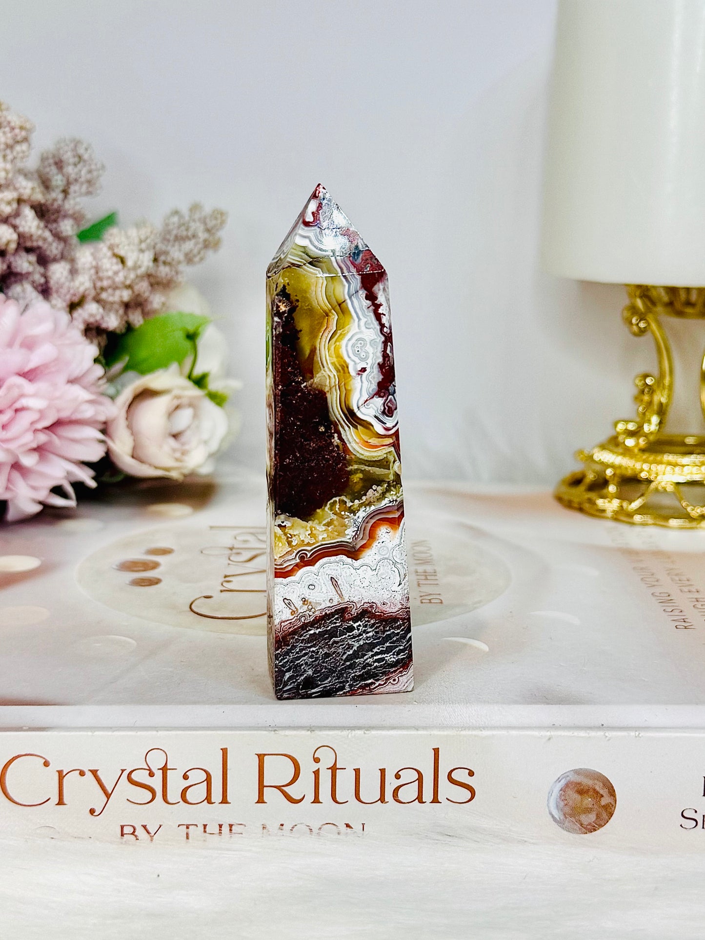 Mexican Lace Agate Tower 8.5cm