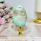Blue Caribbean Calcite Druzy Egg On Stand 8cm 263g