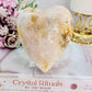 Beautiful Puffy 10cm Pink Amethyst Druzy Heart Carving On Stand From Brazil 379grams