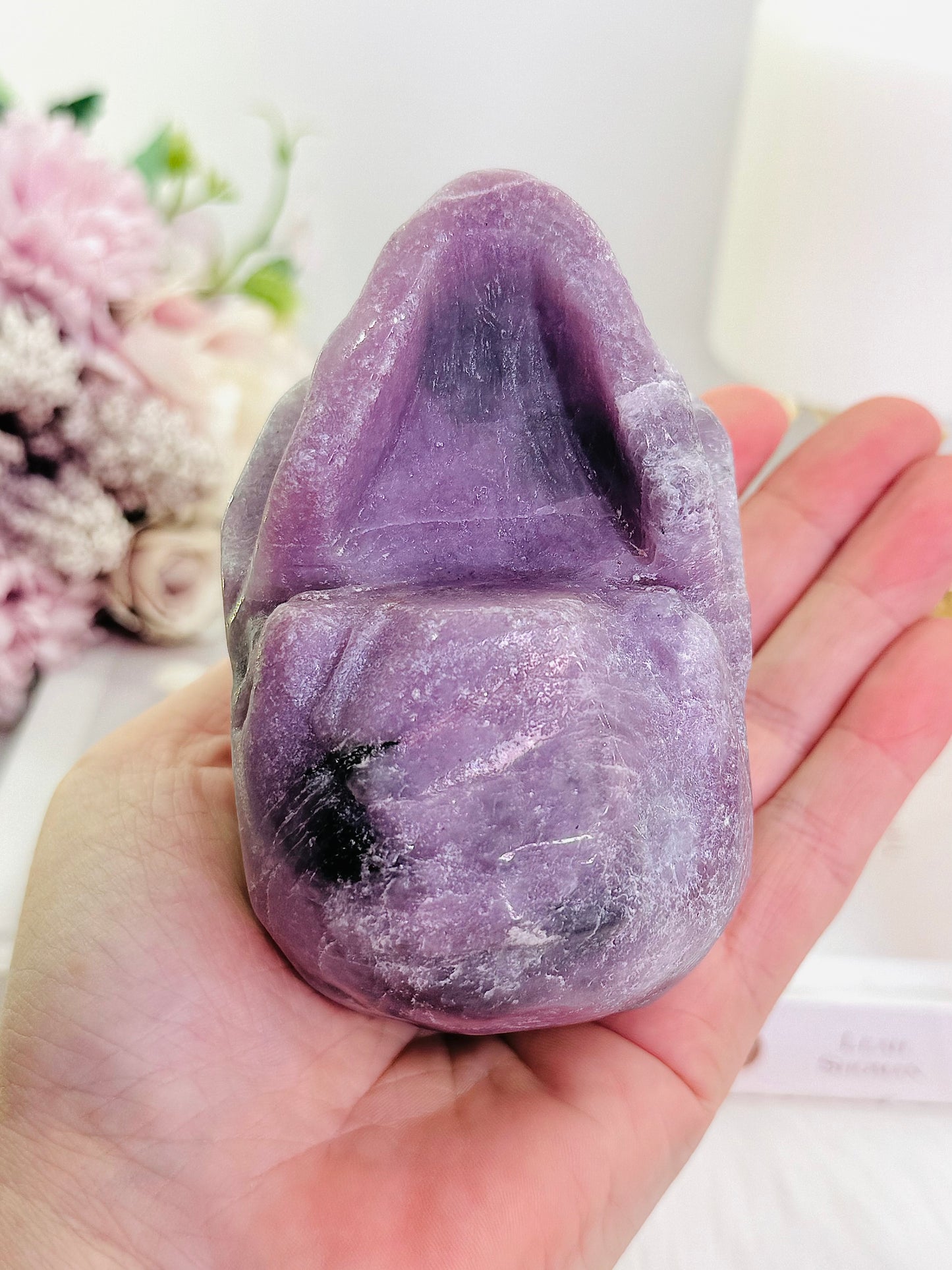 Large Purple Lepidolite Carved Skull 10cm 681grams