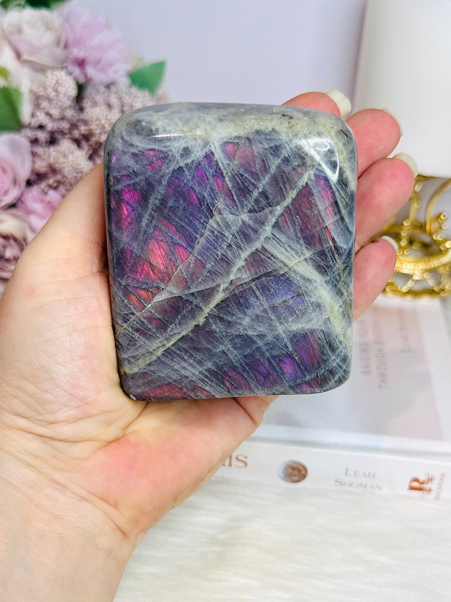 Large Labradorite Freeform with Pink & Purple Flash 8cm 451g