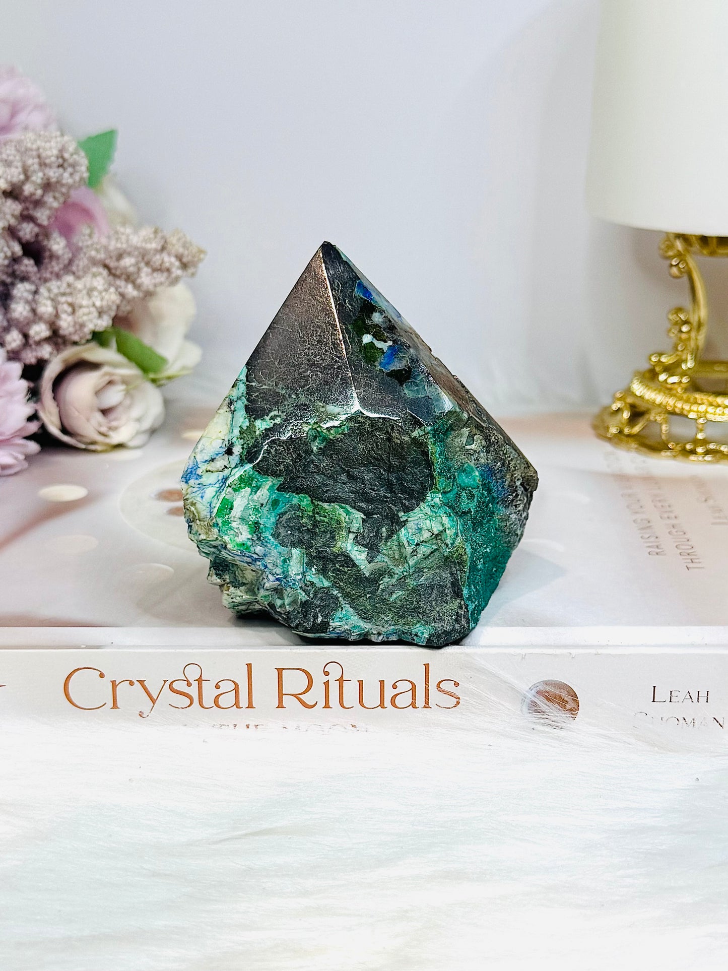 Azurite with Malachite Polished Point 427g