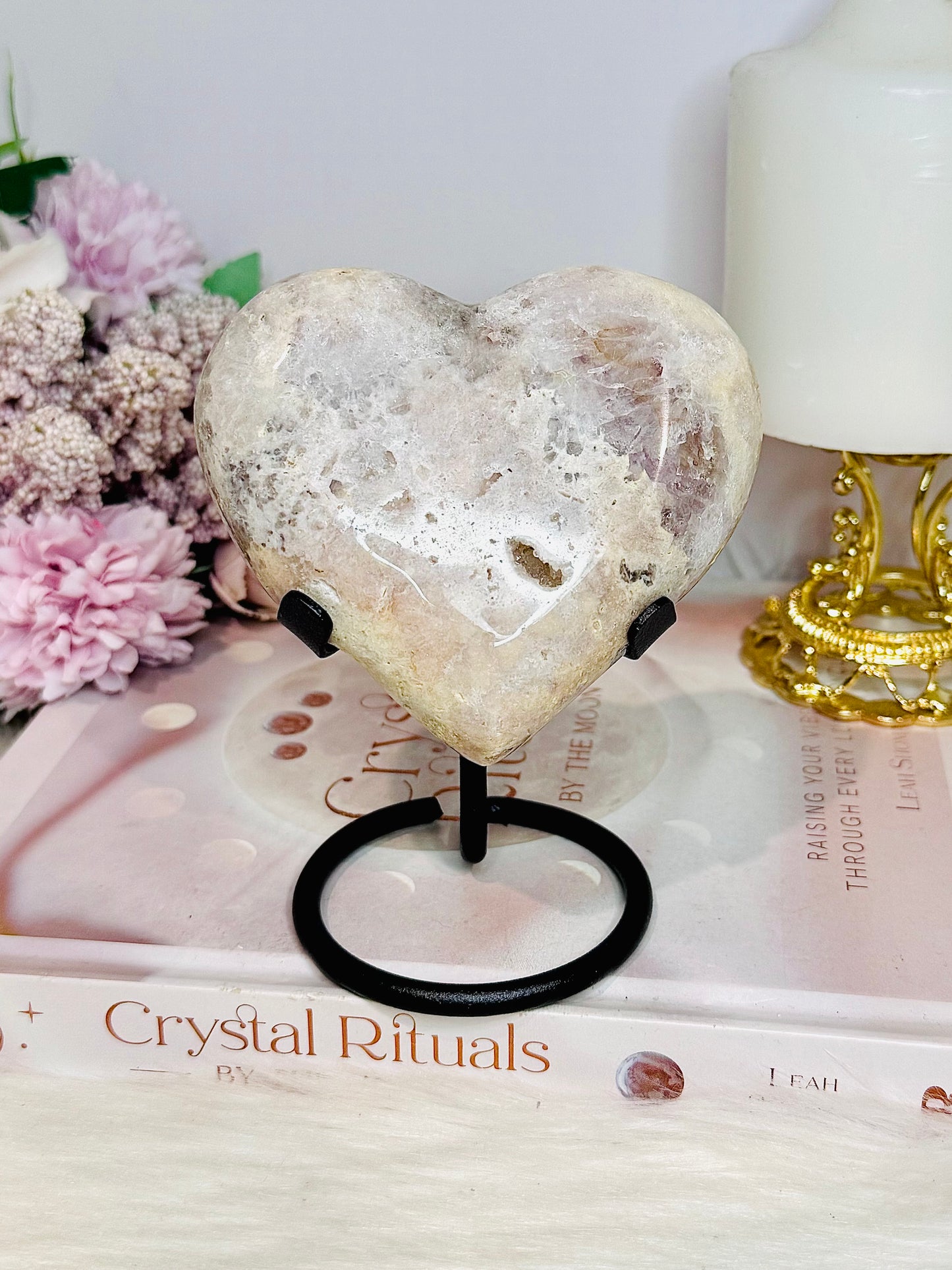 Pink Amethyst Chunky Heart On Stand 381g