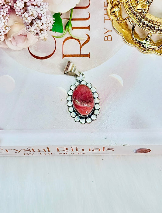 Absolutely Stunning Large Rhodochrosite Pendant In Gift Bag