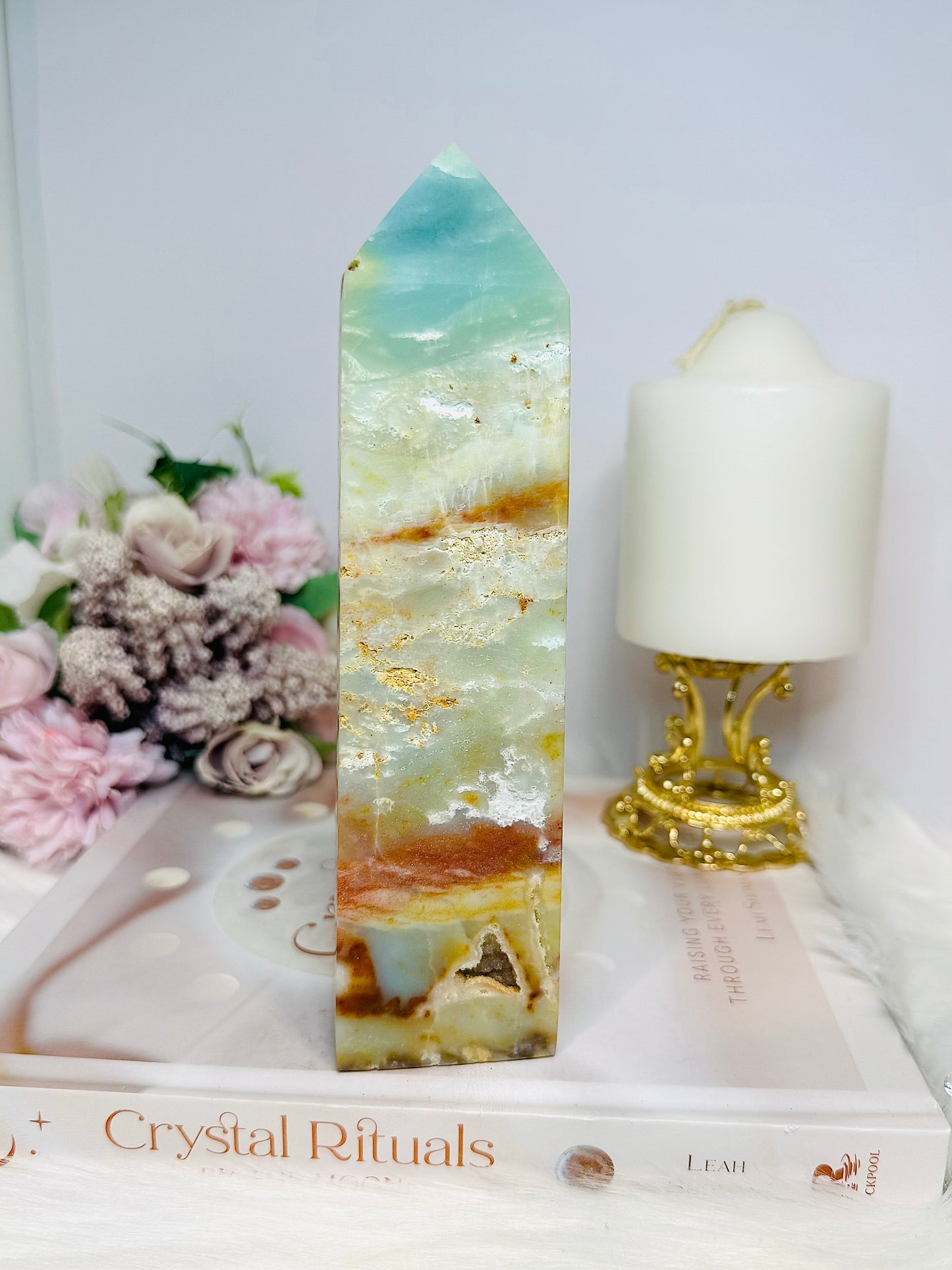 Large Sky Stone Quartz Druzy Tower 18cm