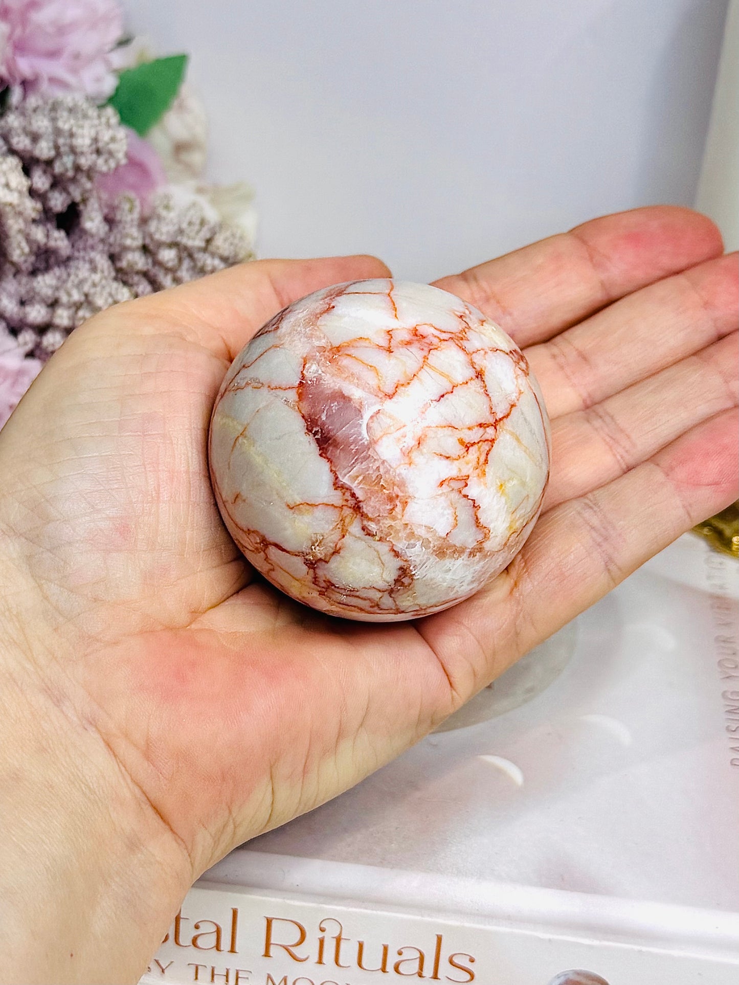 Red Vein Jasper Sphere on Stand 233g