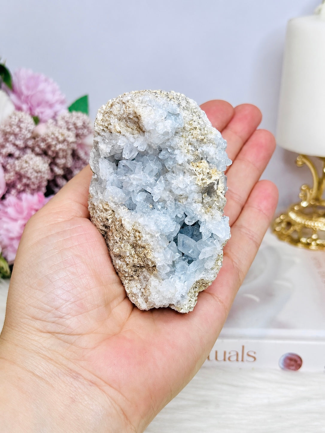 Natural Blue Celestite Specimen Cluster 410g