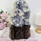 Natural Gorgeous Large Calcite Cluster 20cm On Timber Stand (UV Reactive) 1.86KG