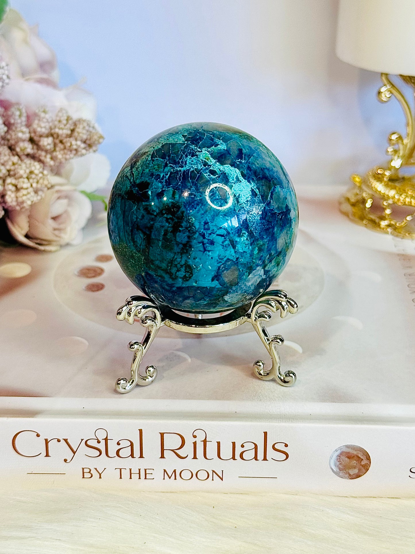 Absolutely Incredible High Grade Chrysocolla Sphere on Stand 6.5cm