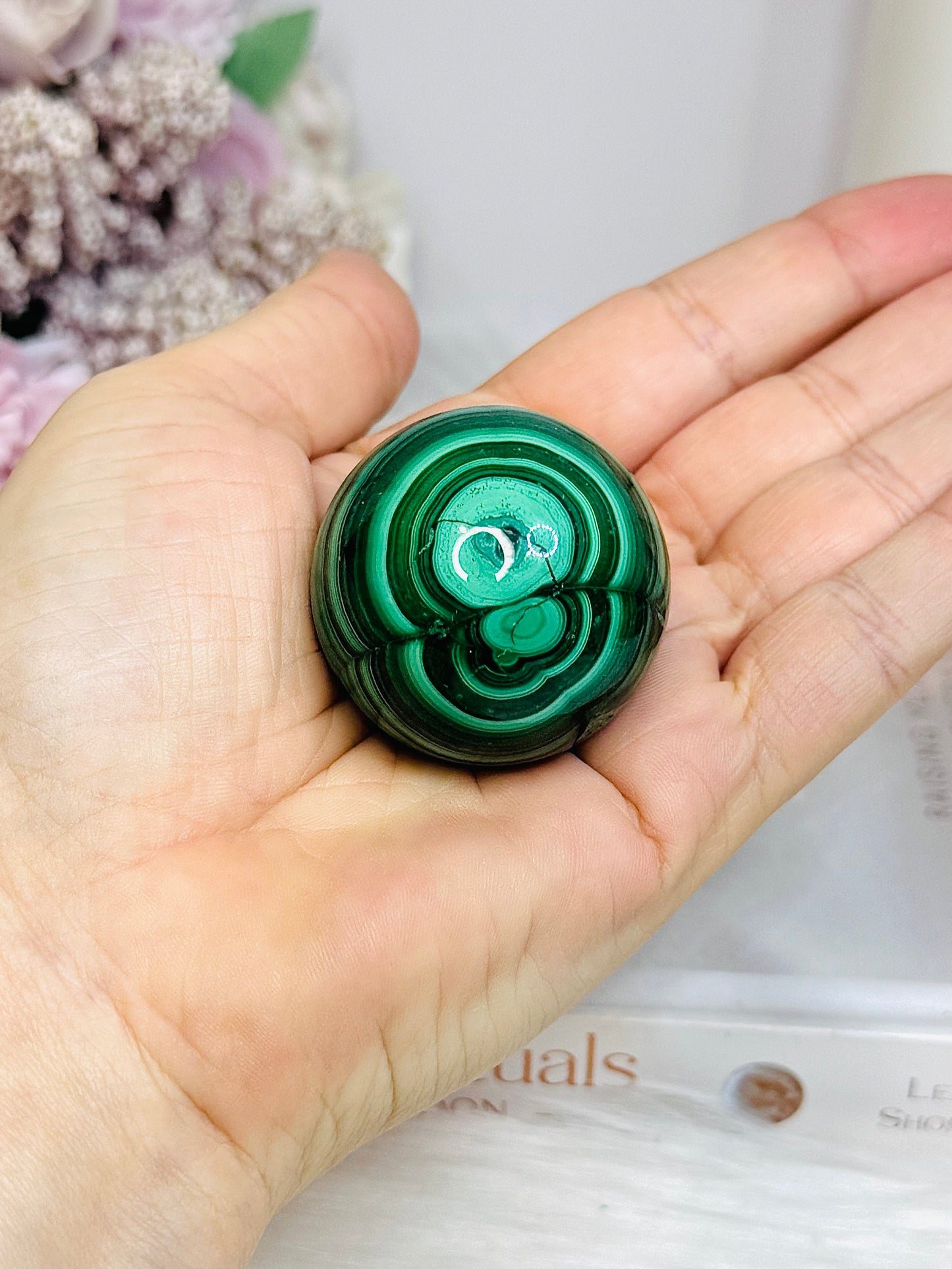 Natural Malachite Sphere on Stand 125g