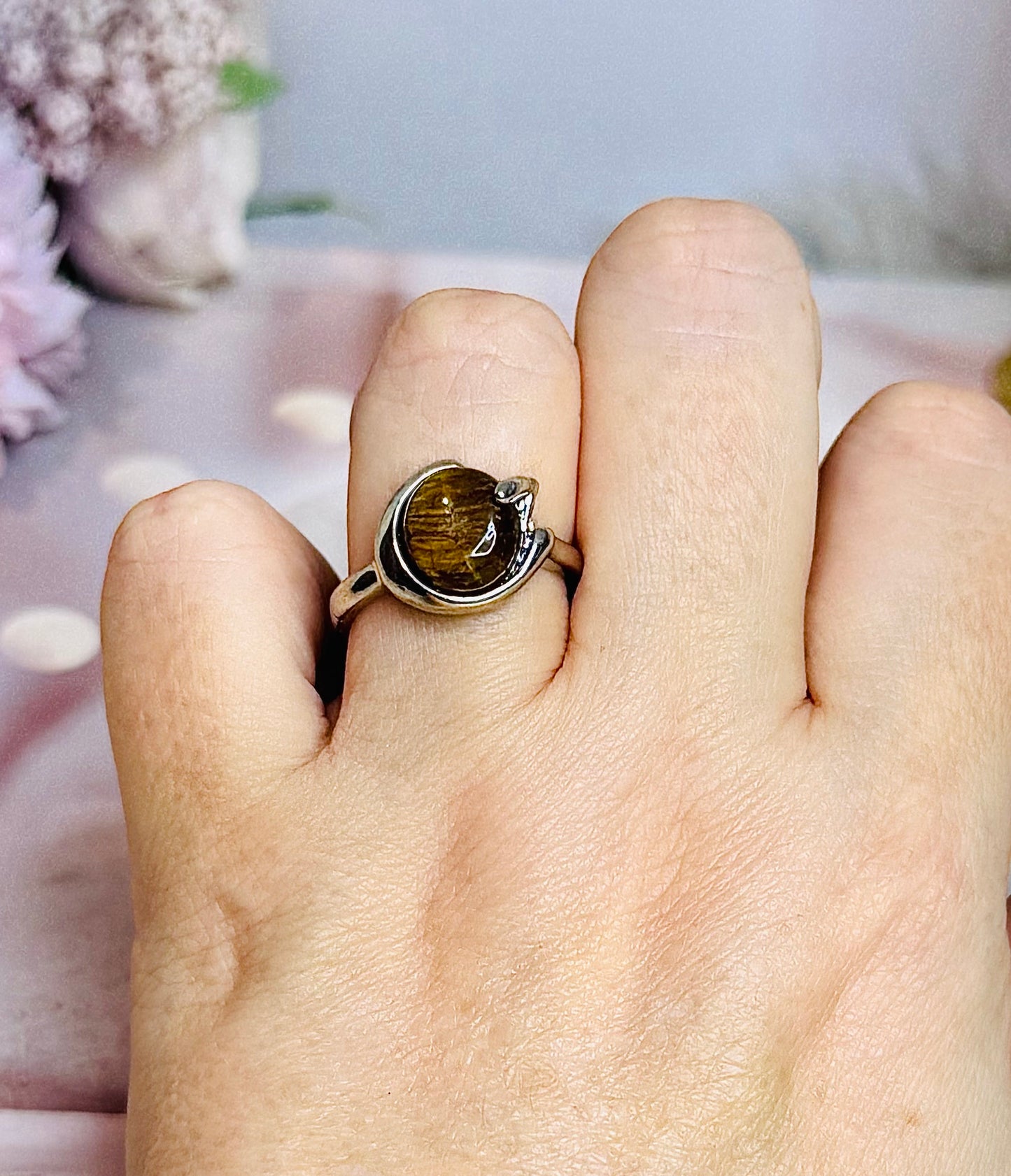 Tigers Eye Ring Sterling Silver Size 9 In Gift Bag