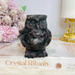Chunky Garnet In Astrophyllite Carved Owl 9cm 410g