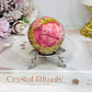 Thulite Sphere with Epidote 208g On Stand