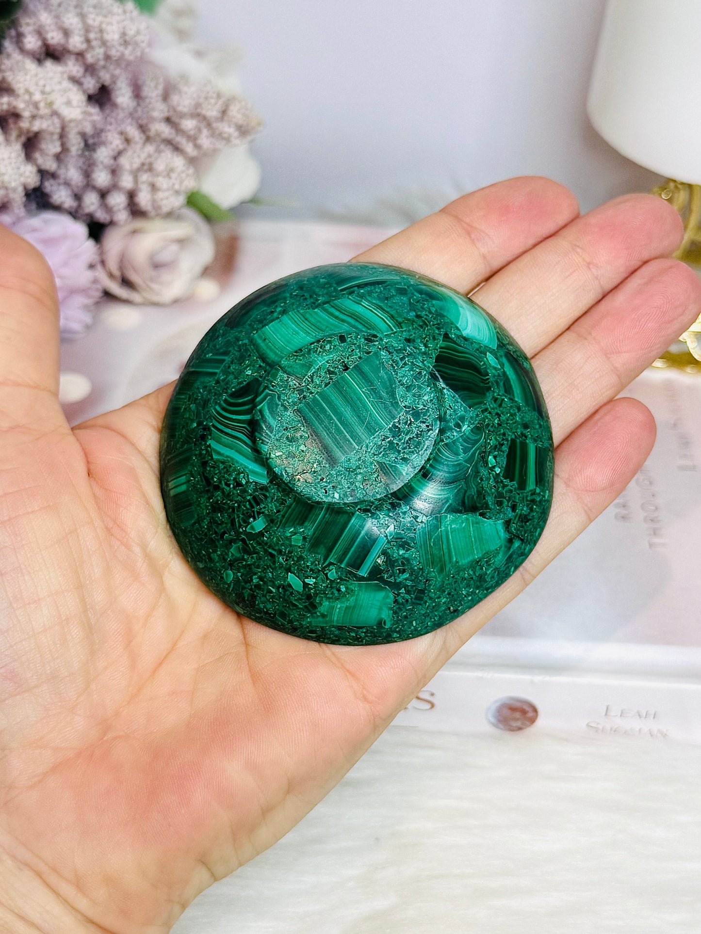 AAA Grade Malachite Carved Bowl 7.5cm