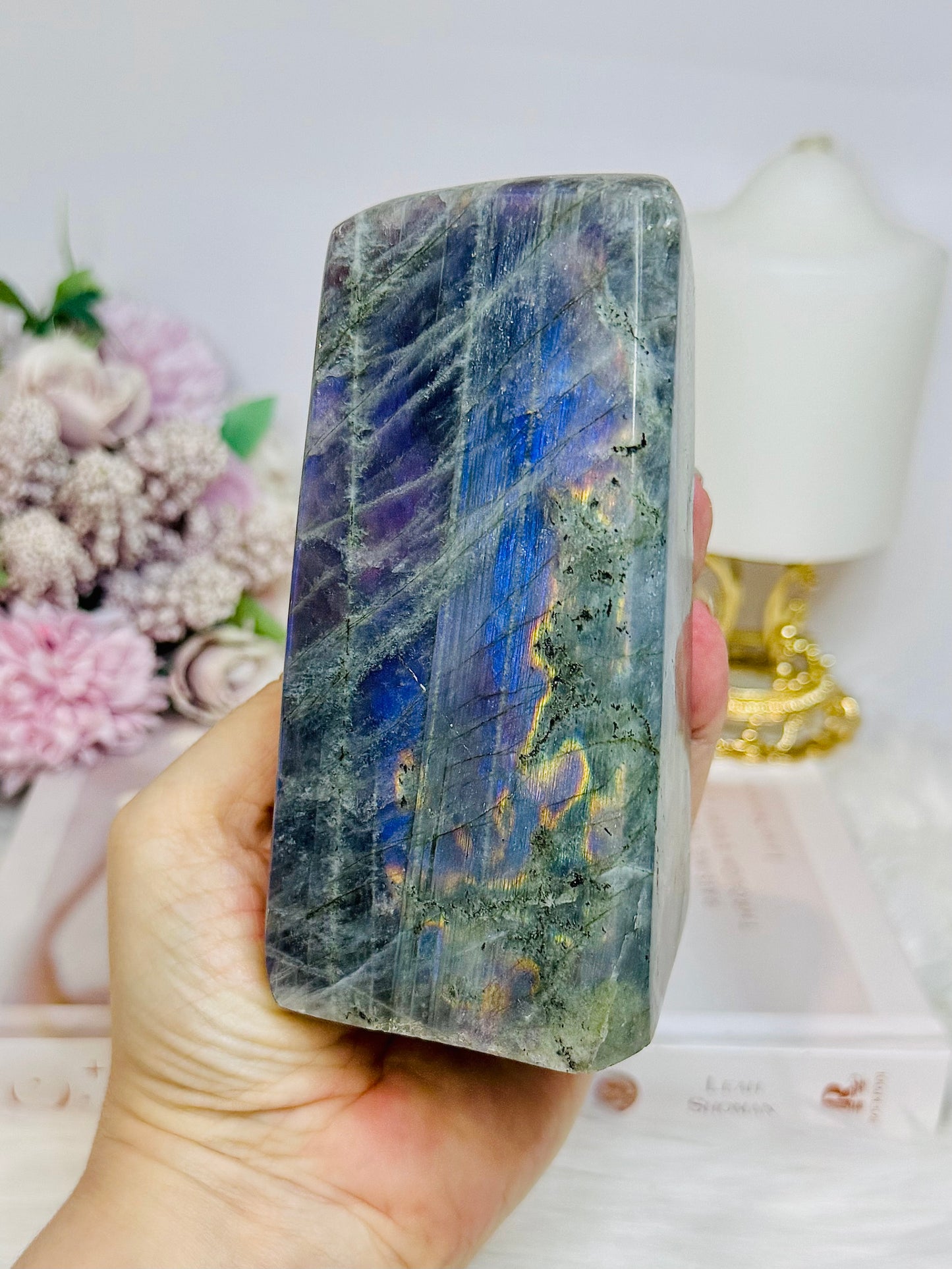 Purple Flash Labradorite Freeform 12cm 835g (flash looks blue in pics but is purple)