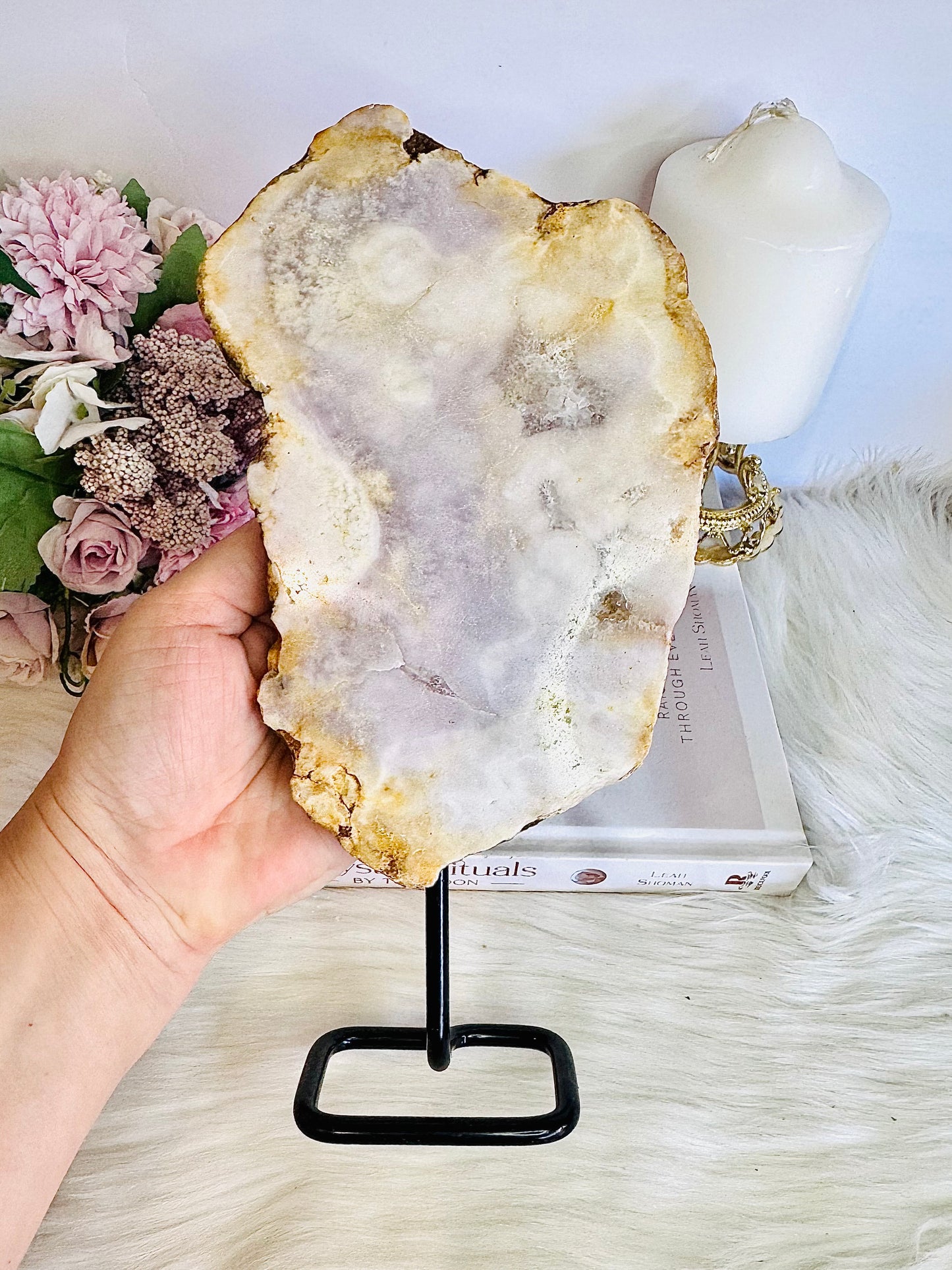 Large Pink Amethyst Slab on Stand 25cm