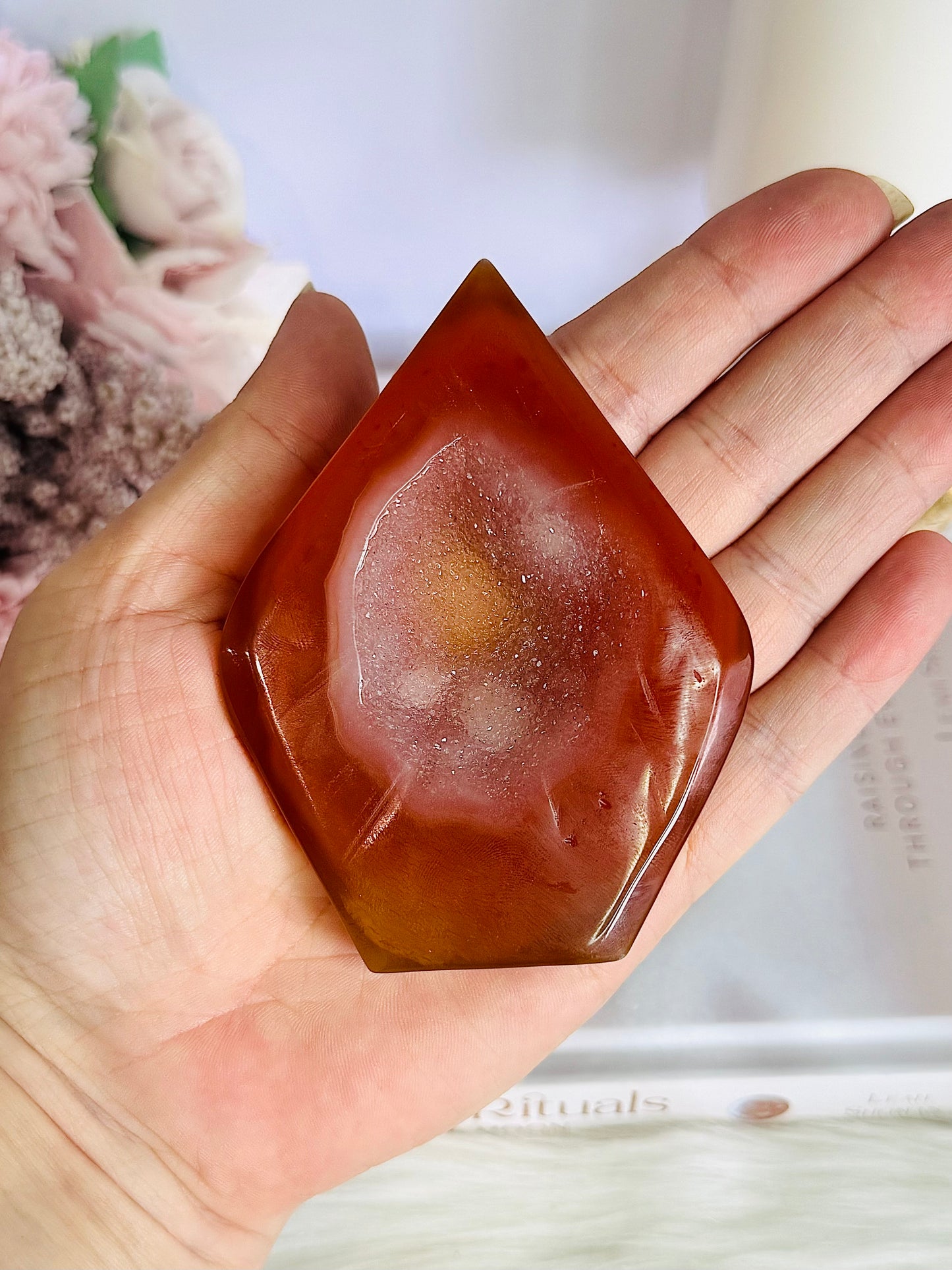 Beautiful 9.5cm Druzy Carnelian Flame | Freeform