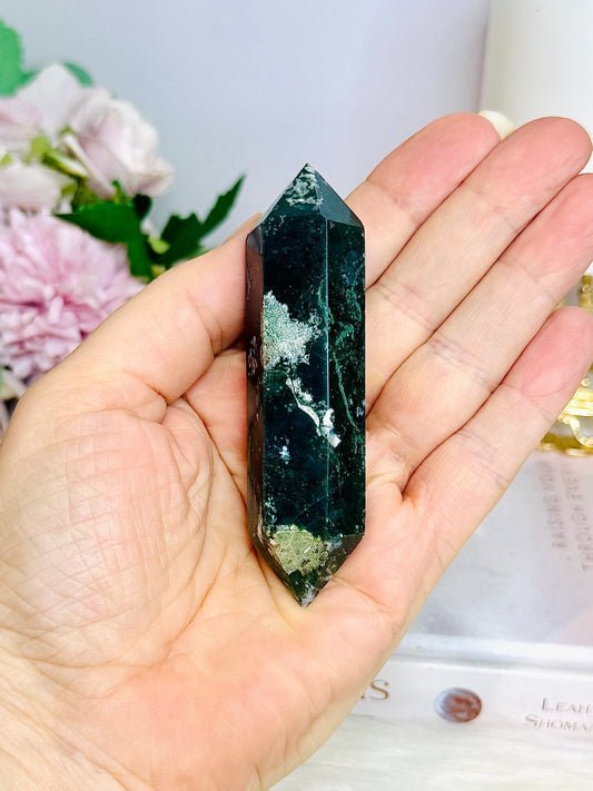 Moss Agate Double Terminated Point 9cm