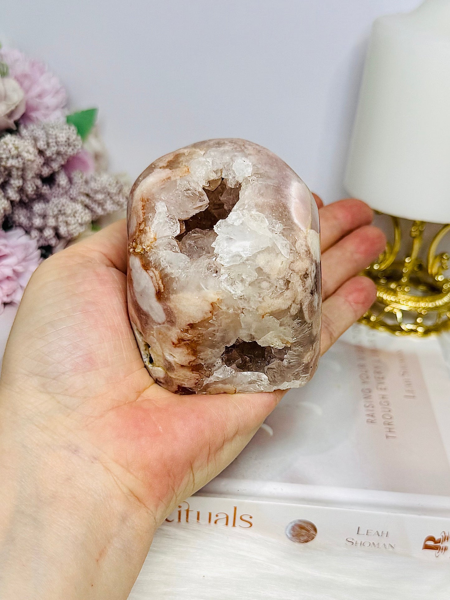 Natural Pink Amethyst Druzy Freeform 451g 7cm