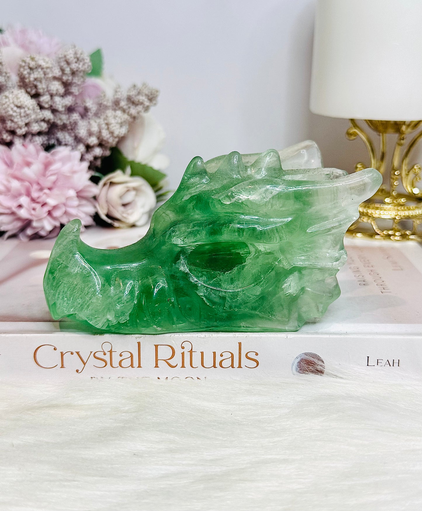 Green Fluorite Carved Dragon 11cm 464g