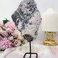 Tall 18cm Natural Zeolite | Flower Amethyst Slab on Stand From Brazil