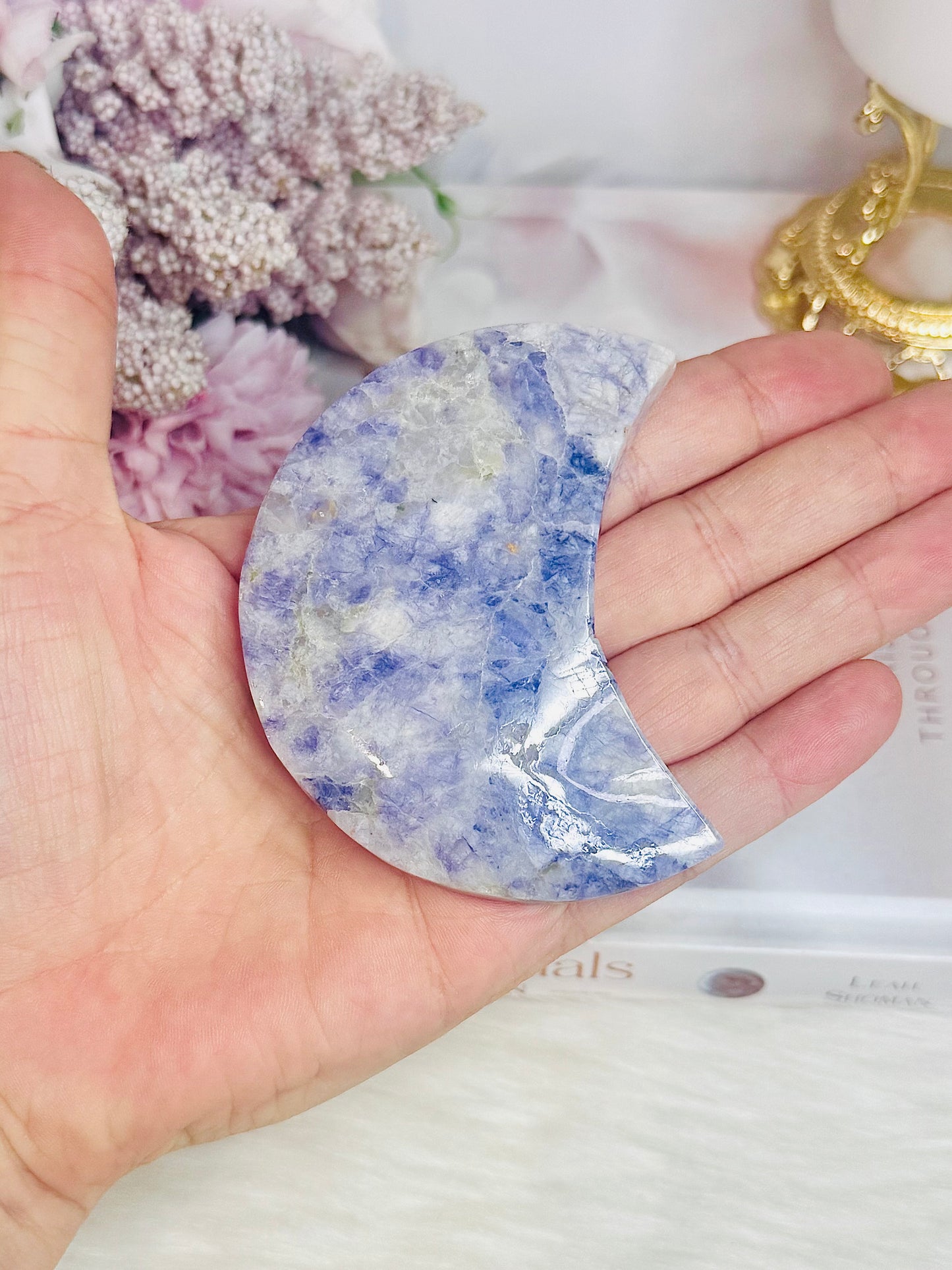 Purple Opalised Fluorite Moon 8cm