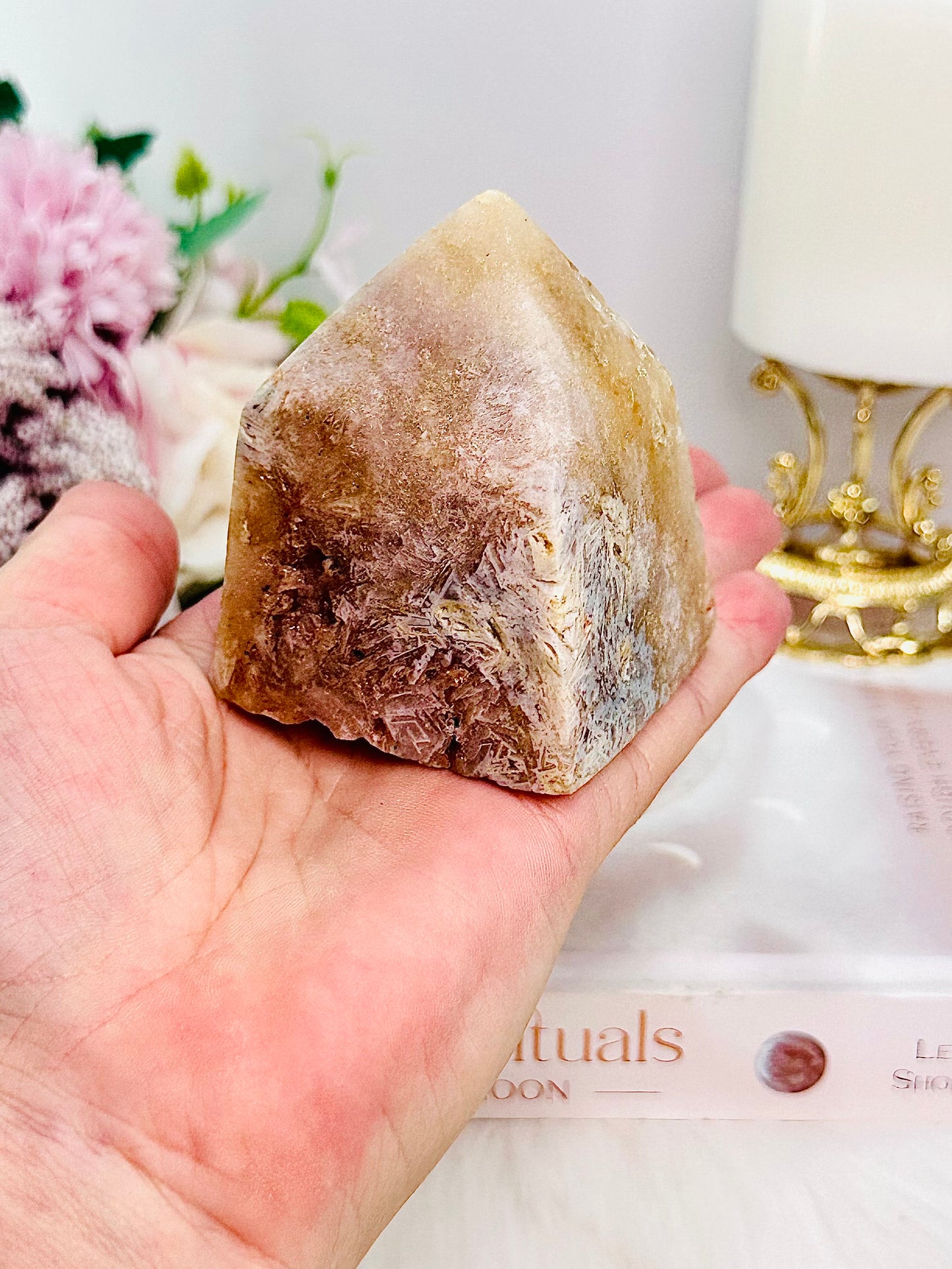 Chunky Druzy Pink Amethyst Tower with Rutile Effect From Brazil 143grams