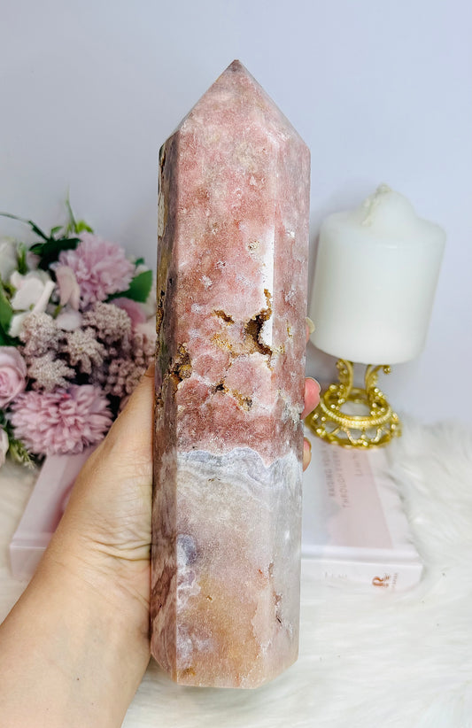 Huge Pink Amethyst Chunky Druzy Tower 25cm 1.45KG