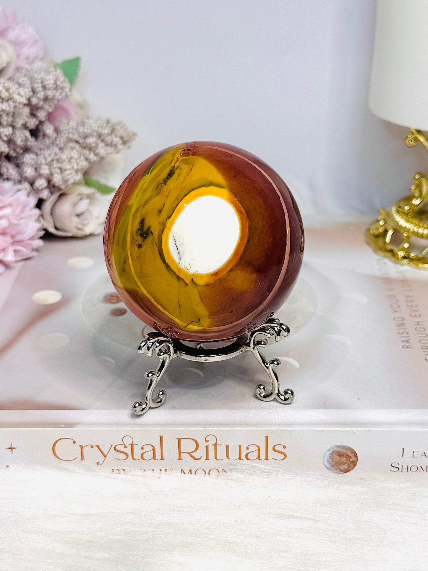 Large Mookaite Jasper Sphere on Stand 330g