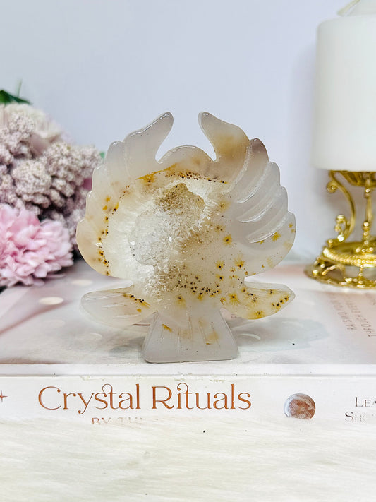 Druzy Agate Carved Angel 9cm