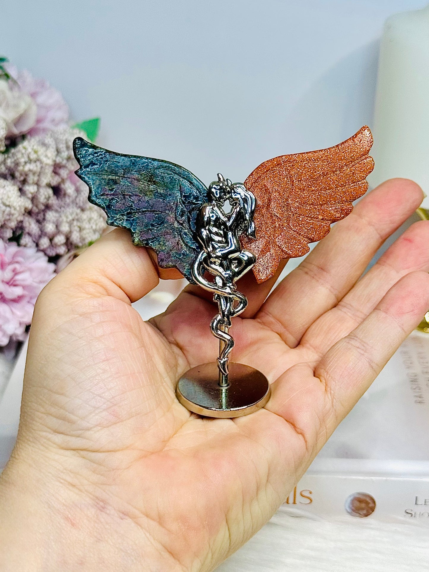 Goldstone X Ruby Zoisite Devil & Angel Wings 8cm