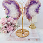 Classy & Fabulous Large Rare Amethyst X Flower Agate Carved Butterfly Wings On Gold Stand 24cm From Brazil