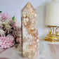 Stunning High Grade Druzy Flower Agate Chunky Tower 14.5cm