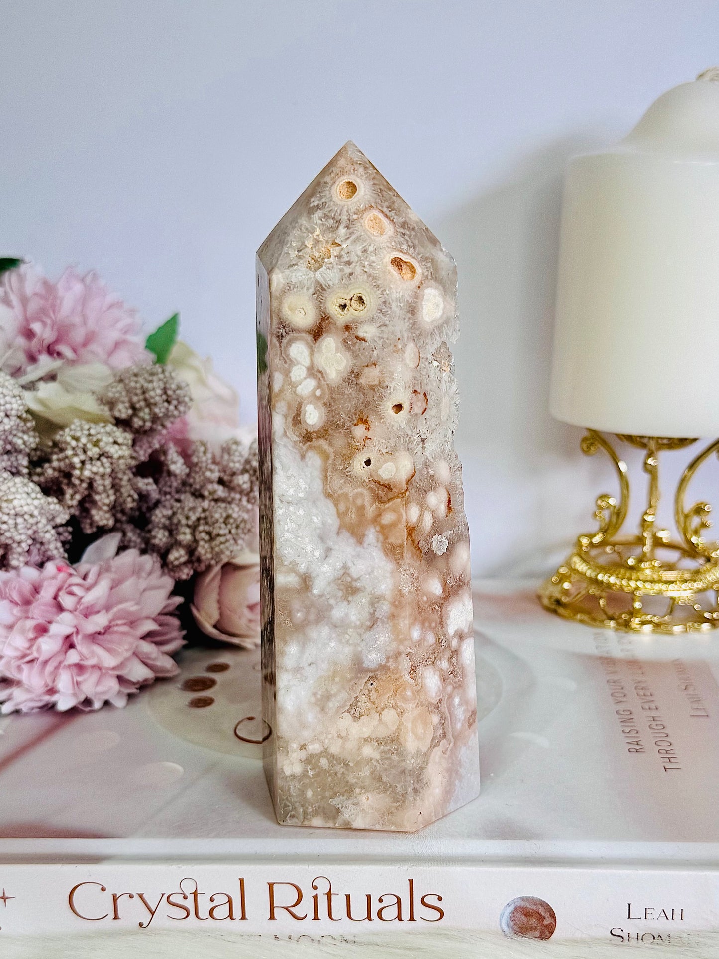 Stunning High Grade Druzy Flower Agate Chunky Tower 14.5cm