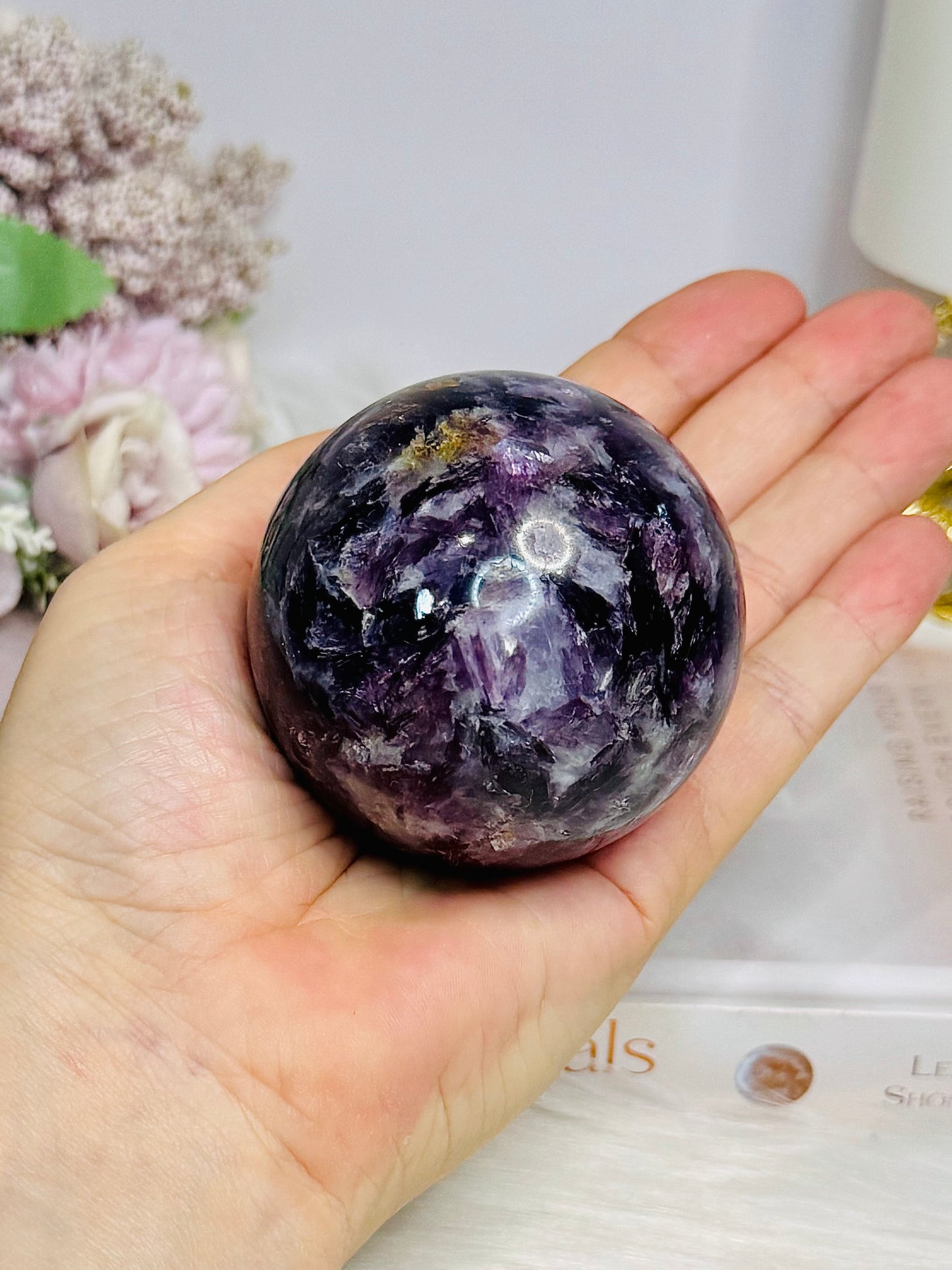 Large Lepidolite | Purple Mica Sphere on Stand 321g