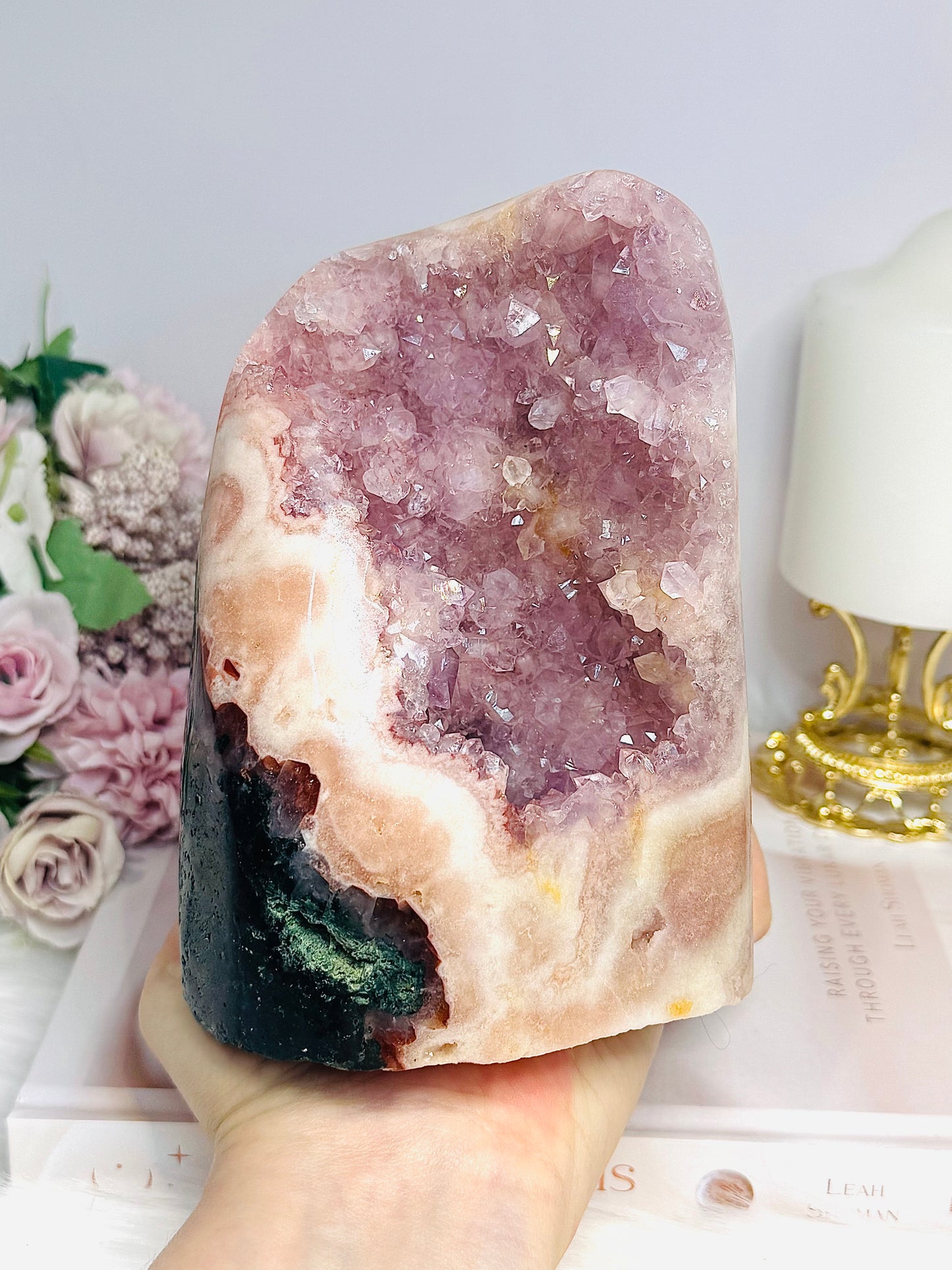 High Grade Pink Amethyst Druzy Freeform with Jasper Inclusions 14.5cm 1.8KG