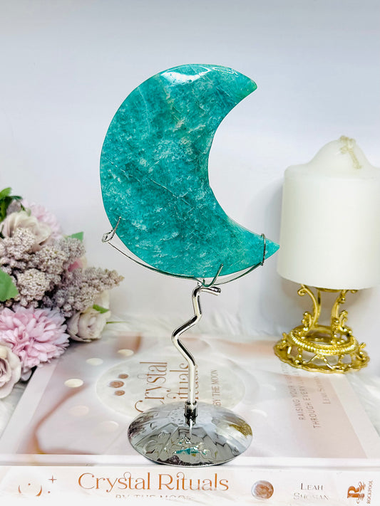 Amazonite Carved Moon On Stand 20cm