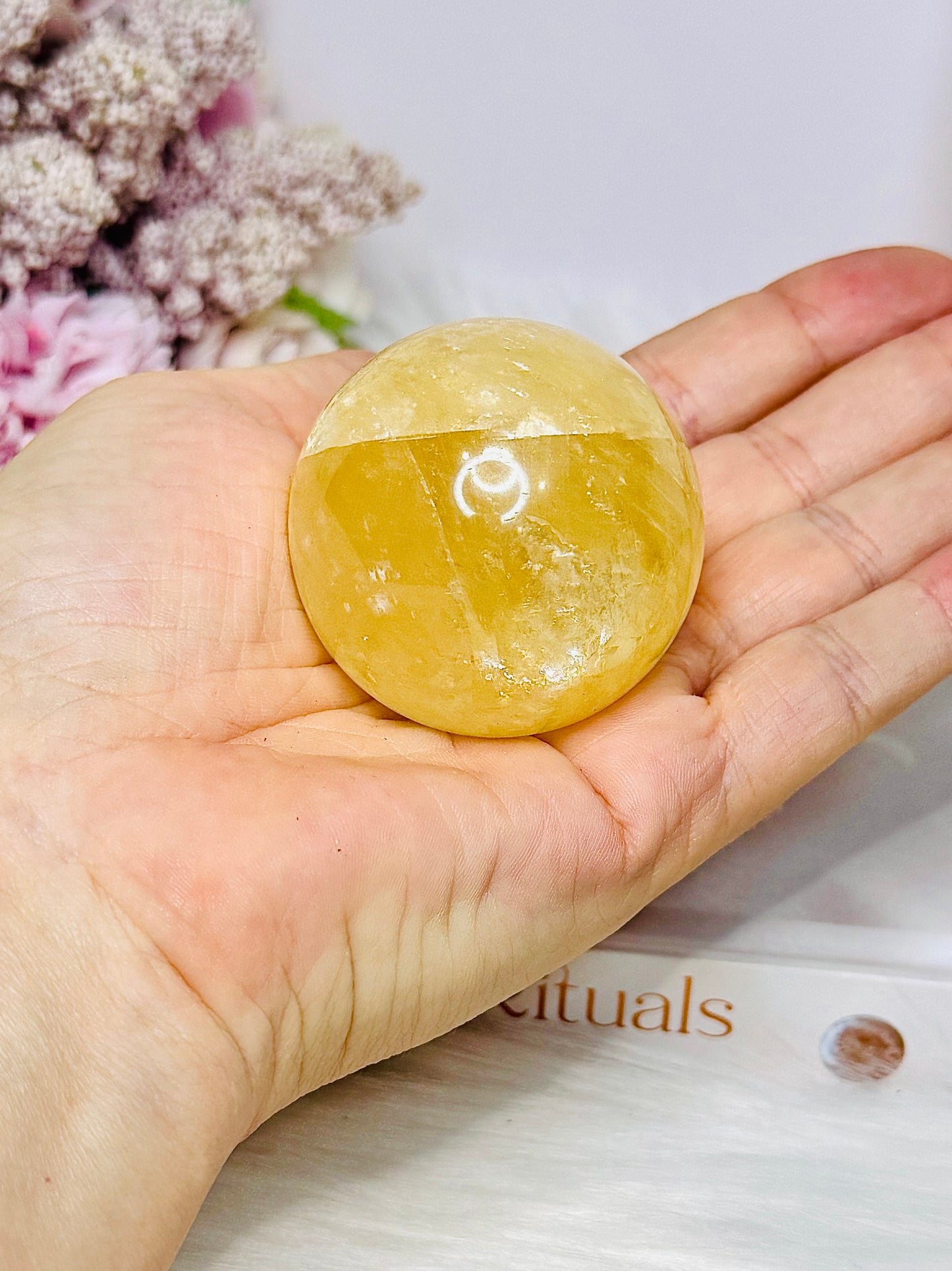 Honey Calcite Sphere on Stand 155g