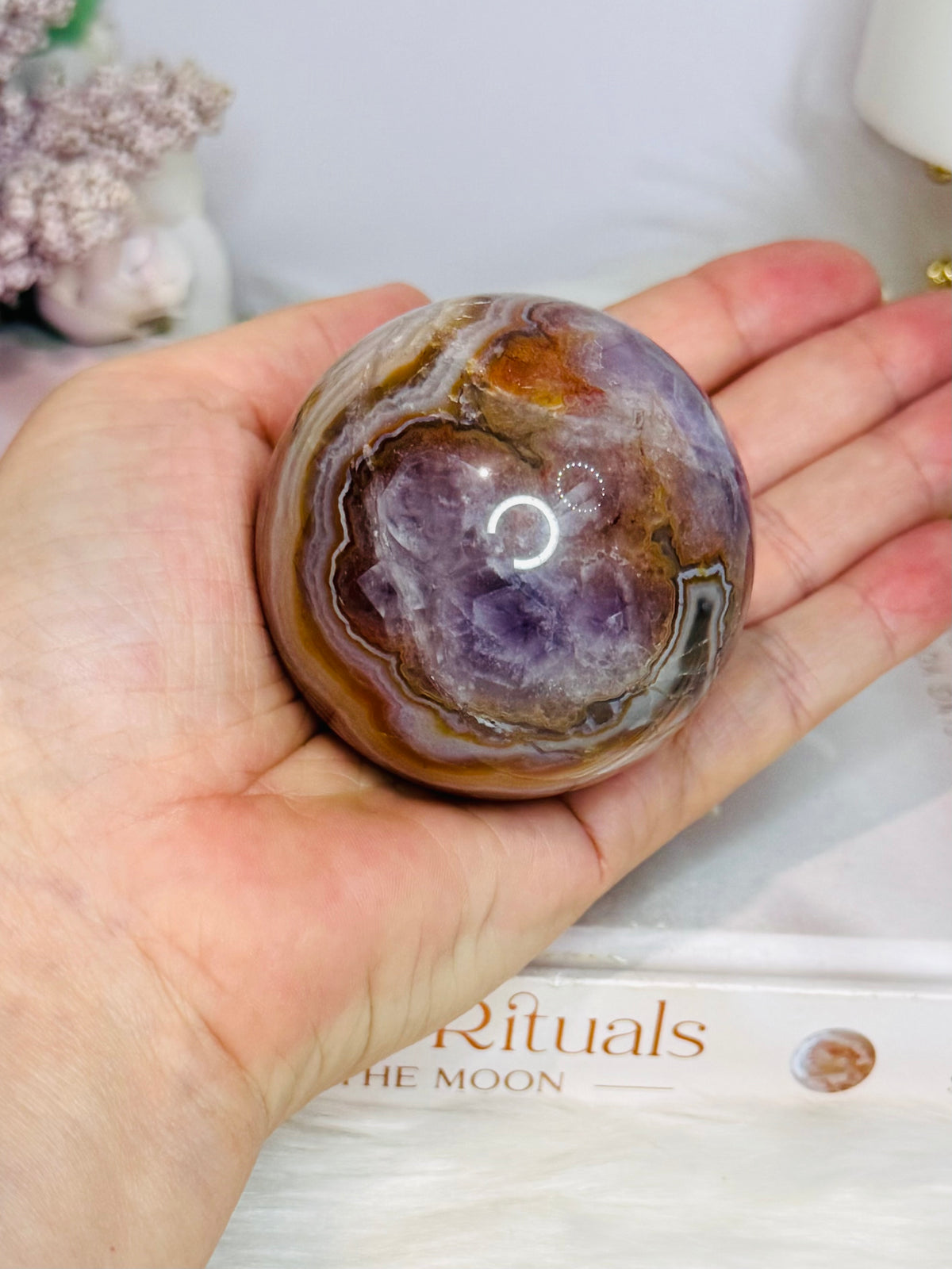 Amethyst X Agate Sphere on Stand 276g