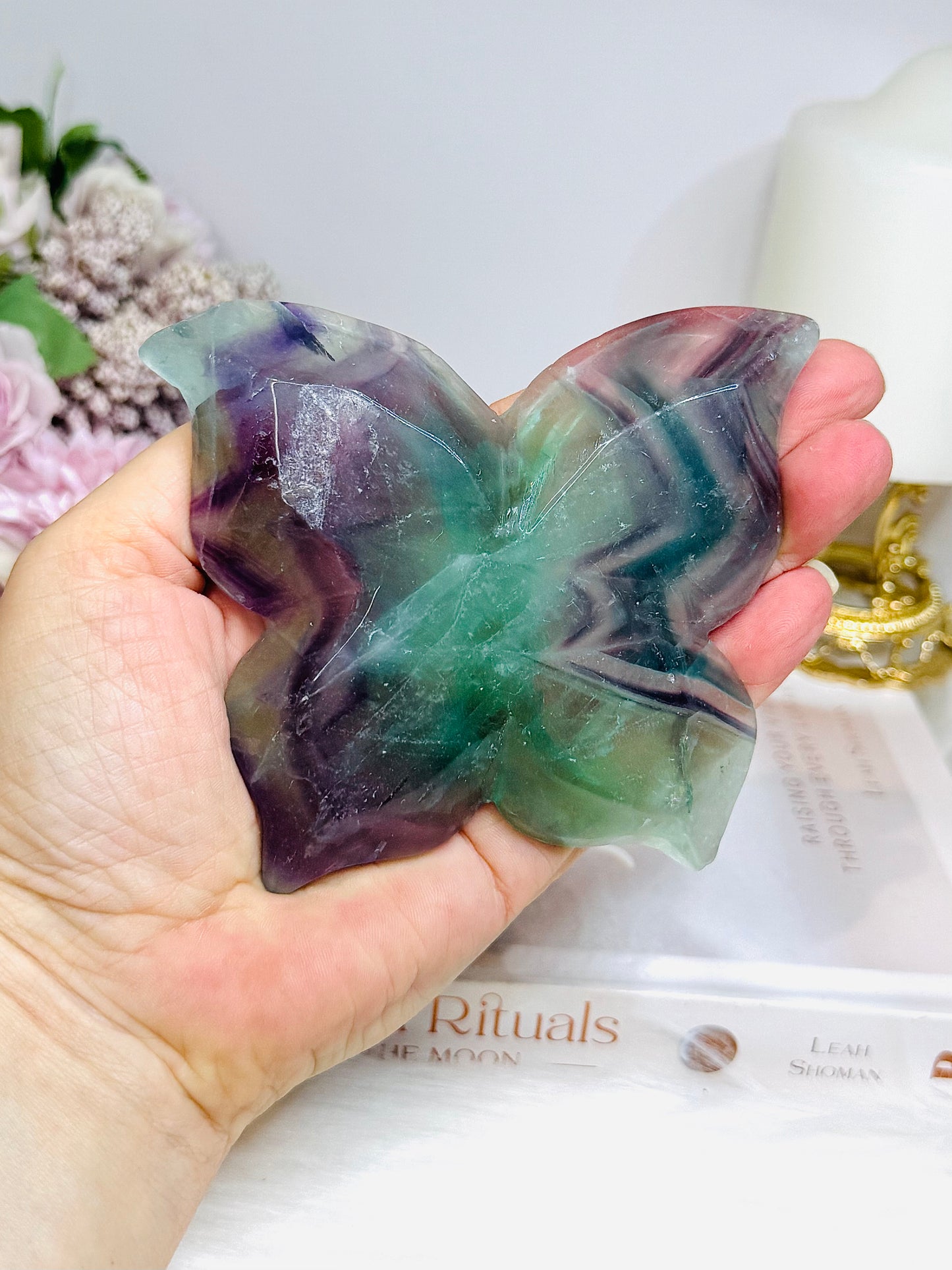 Rainbow Fluorite Butterfly Dish 9cm