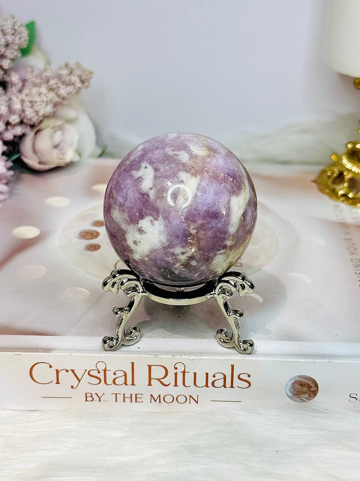 Pink Tourmaline Sphere on Stand 206g