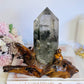 Stunning Large Garden Quartz | Lodolite Tower on Timber Base 938grams 27cm