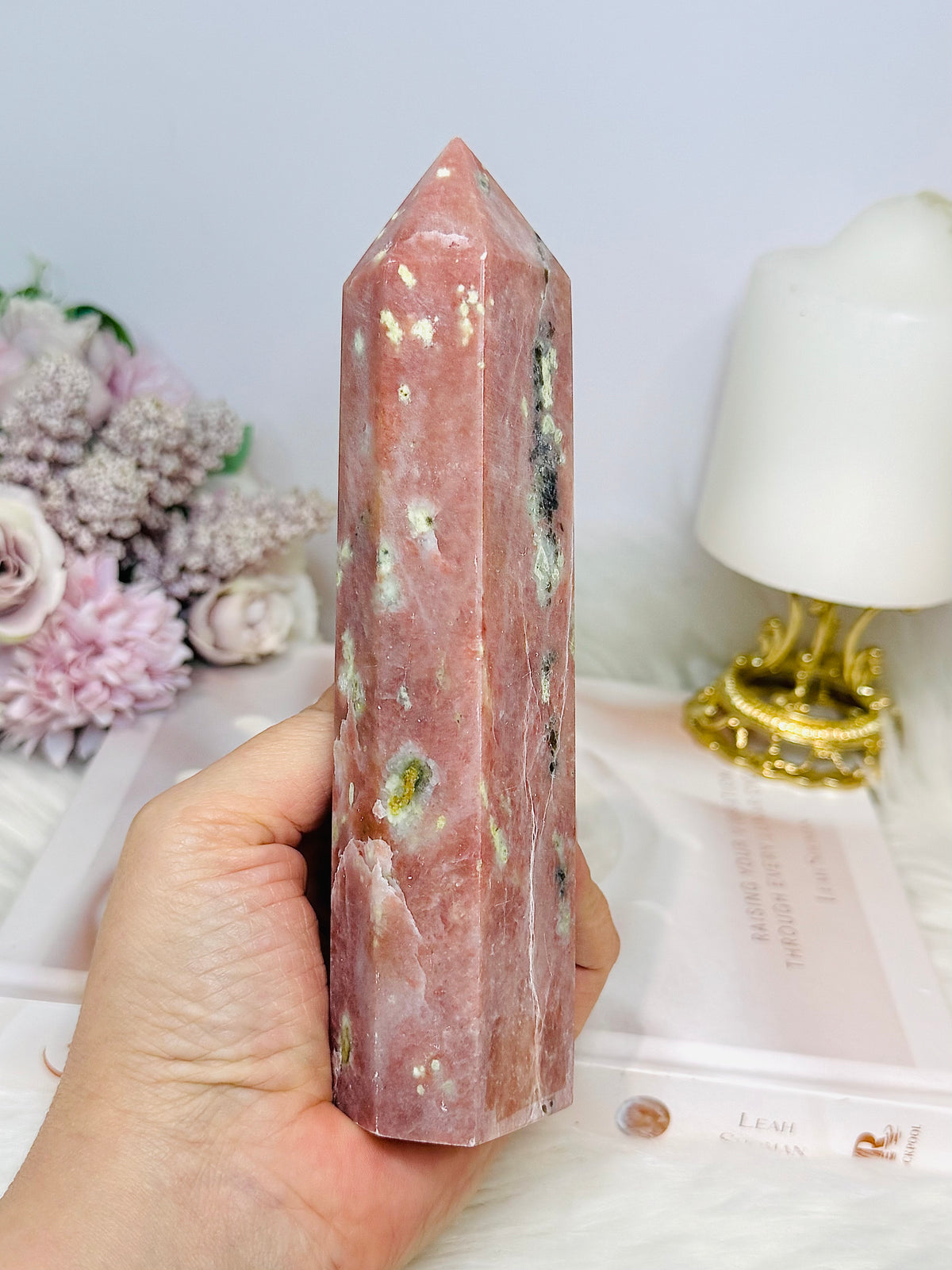 Peach Blossom Tourmaline Tower 16.5cm 428g