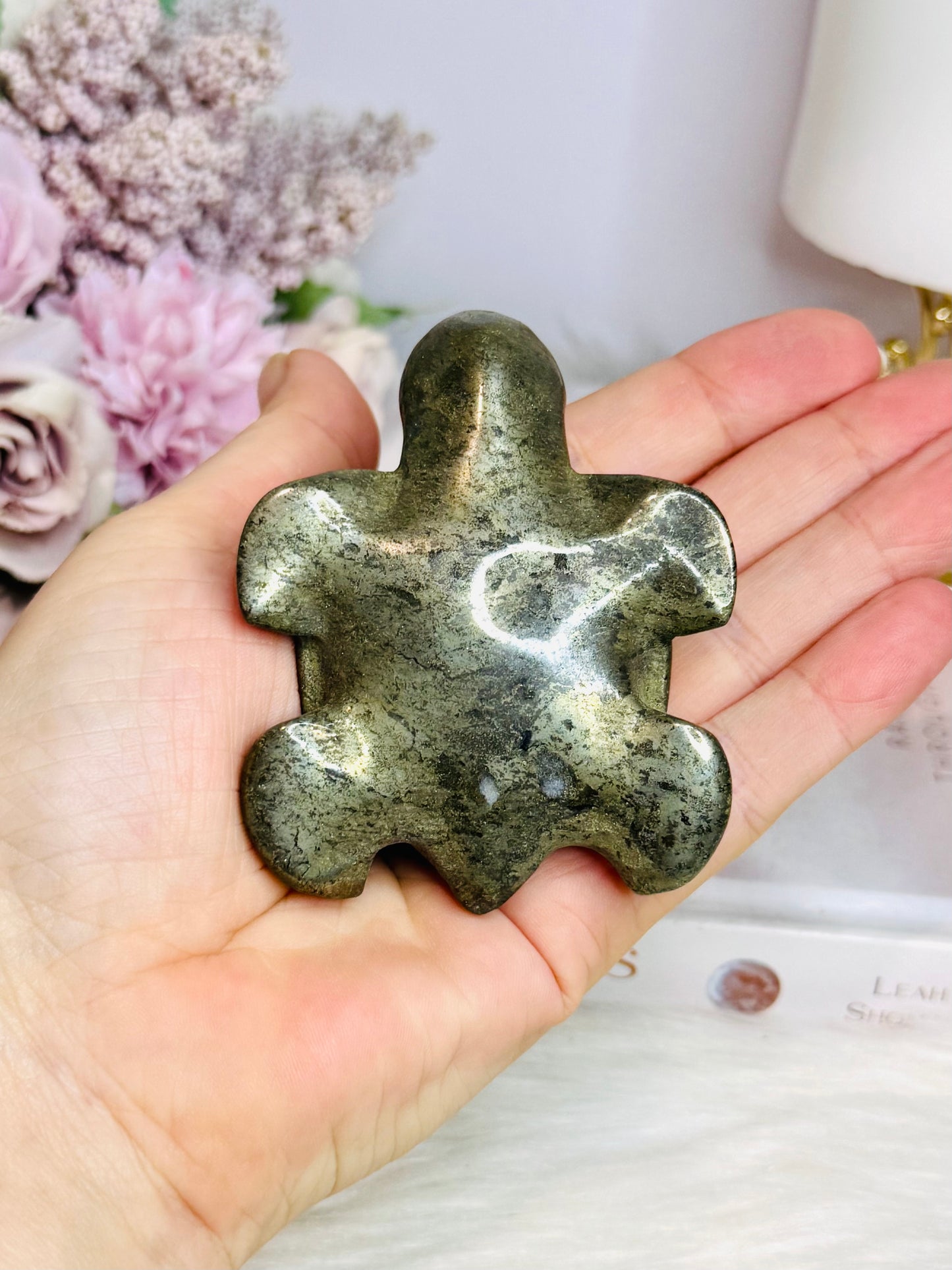 Pyrite Carved Turtle 249g
