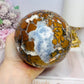 Large Brecciated Jasper Druzy Sphere On Stand 1.38KG