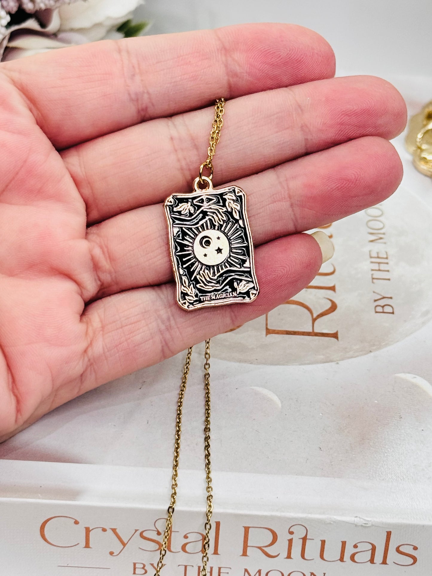 ‘The Magician’ Gold Plated Tarot Card Necklace In Gift Bag