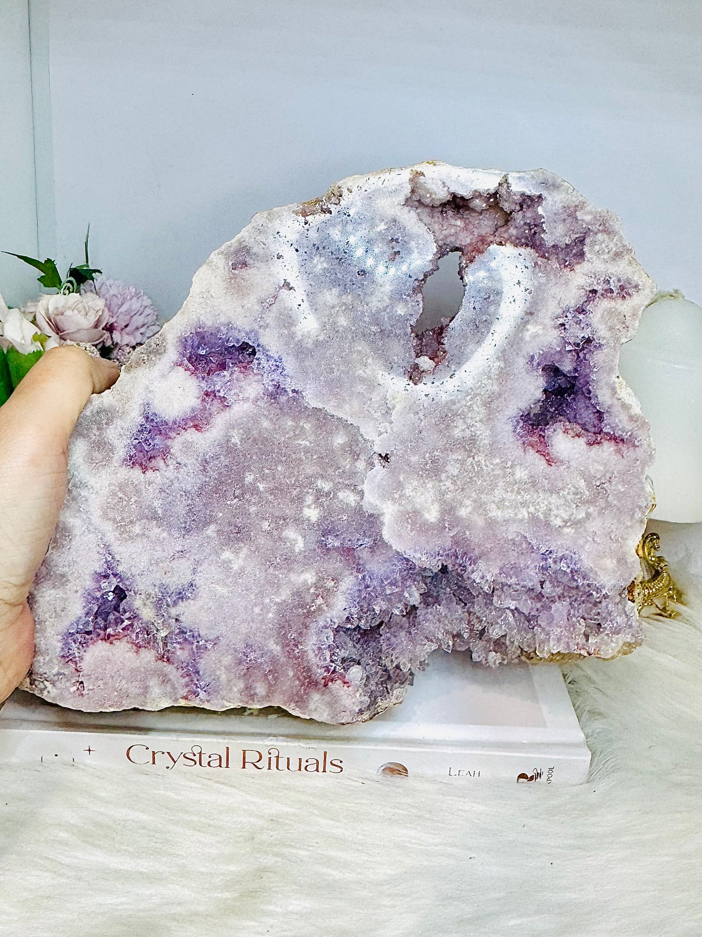 High Grade Pink Amethyst Large Druzy Slab 21.5cm 2.4KG
