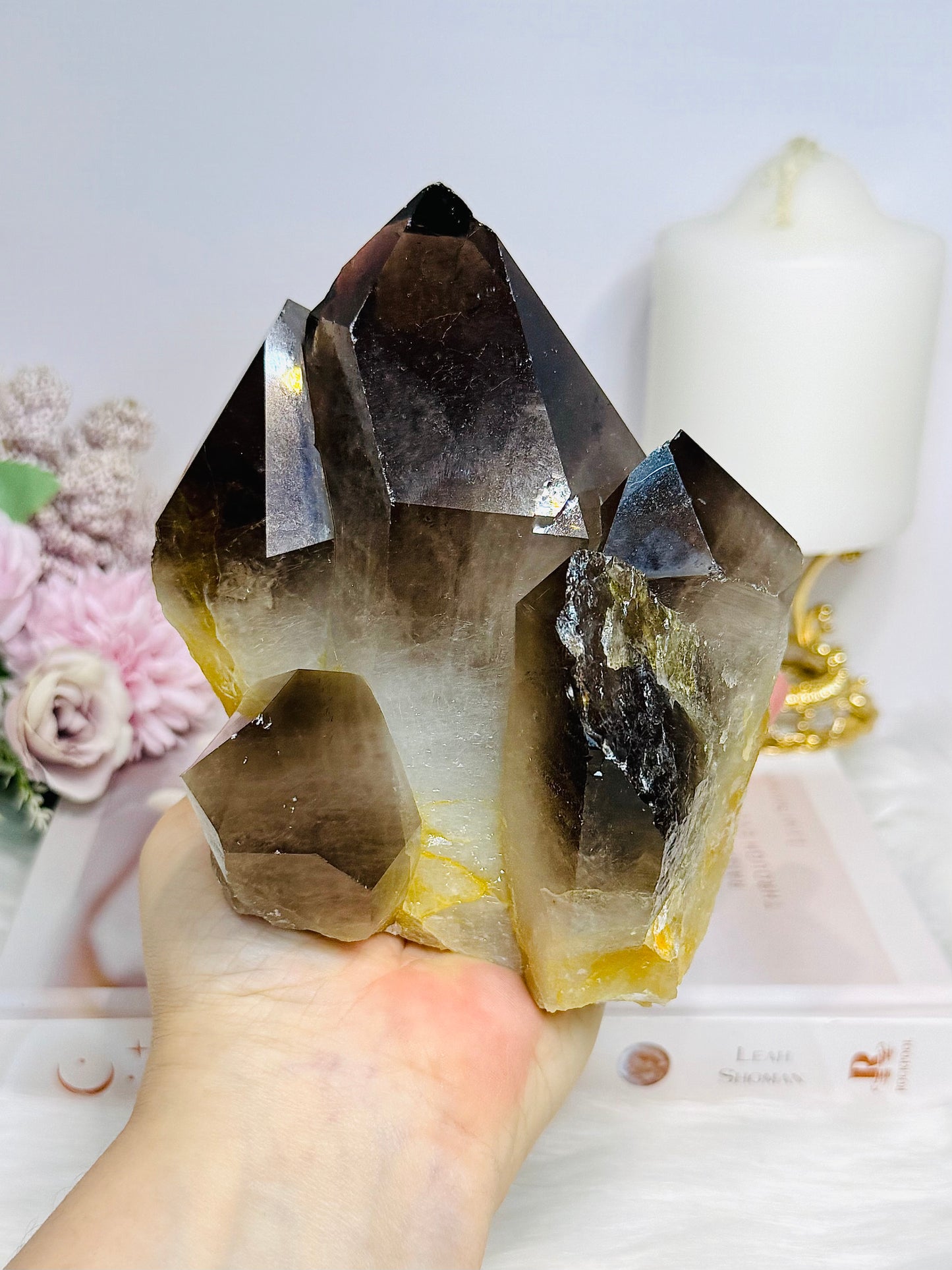 Large Smokey Quartz Cluster Freeform 1.3KG 13cm