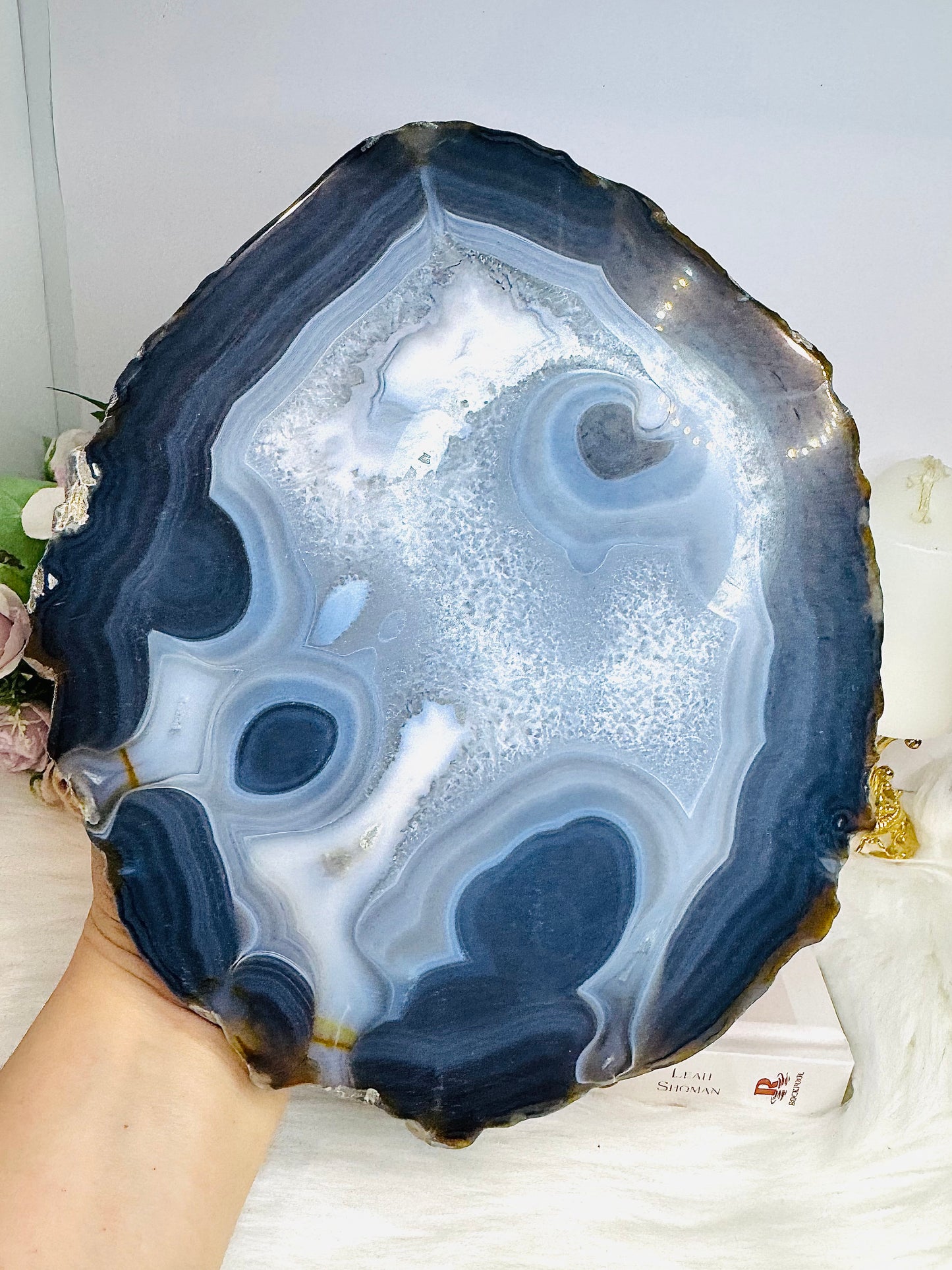 Huge Agate Polished Slab on Stand 25cm 1.5KG