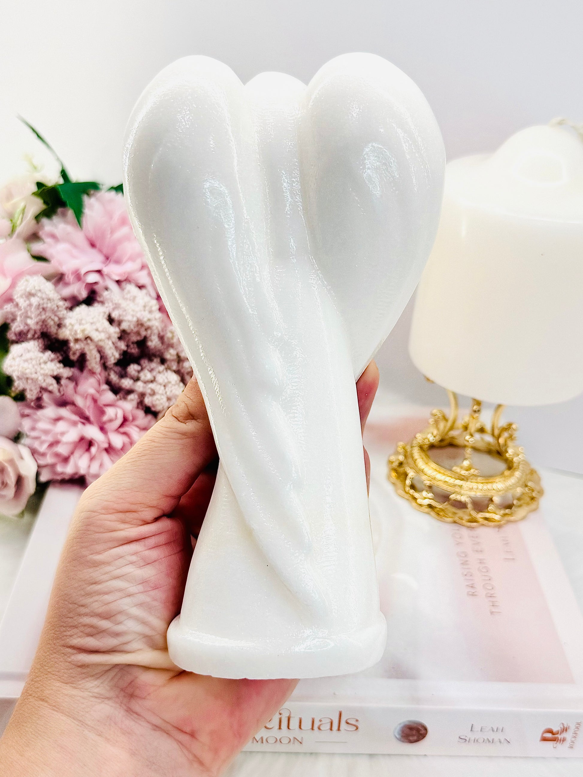 Divine Large Chunky 16cm White Jade Perfectly Carved Angel | Beachy Blues  Crystals